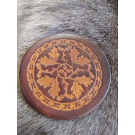 Leather Coaster Oak Leaves and Acorns Pair